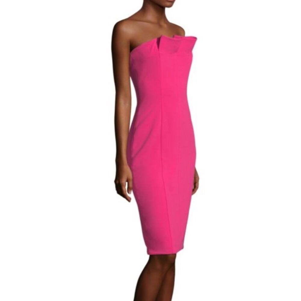 Black Halo Laurel Berman Allysandro Pink Sheath Strapless Dress size 10